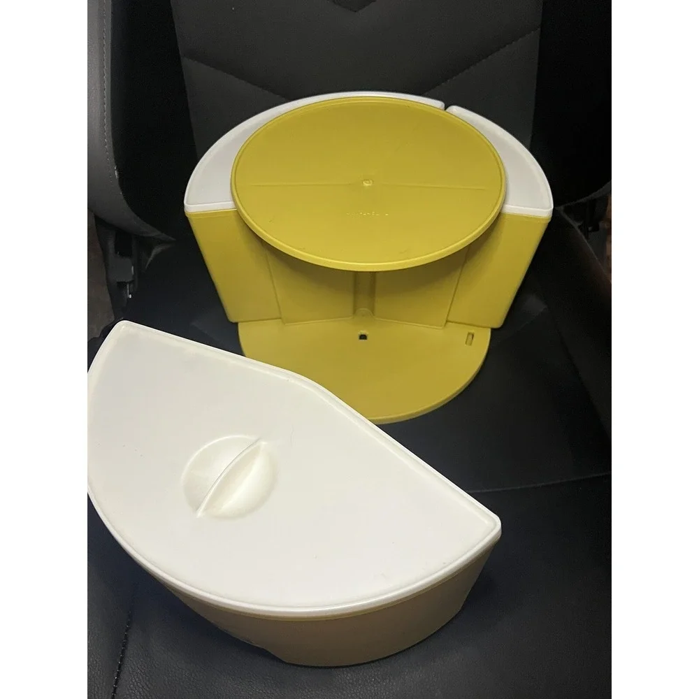 Vintage 70's Rubbermaid Retro Party Plan Canister Lazy Susan Set in Harvest Gold